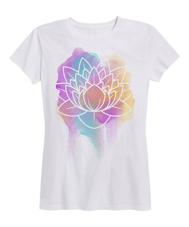 Instant Message Womens White Pastel Lotus Relaxed-Fit Tee - Women & Plus | Best Price and Reviews | Zulily
