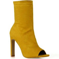 mustard peep toe boots