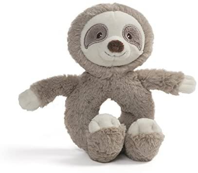 Amazon.com: Baby GUND Toothpick Sloth Rattle Plush Stuffed Animal 7.5", Taupe: Toys & Games