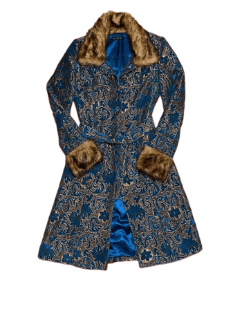 vintage 2000s blue faux fur coat