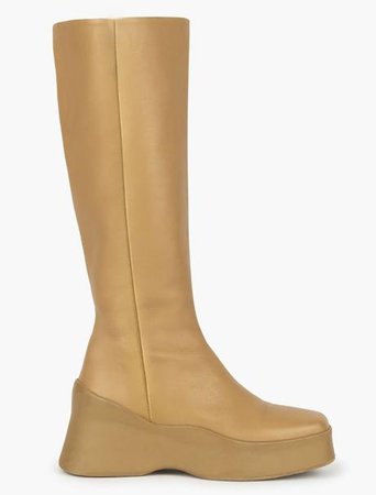 MIGUEL- Light brown high leg rubber platform boots