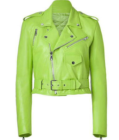 Peridot green leather jacket