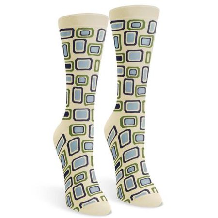 Cream Blue Green Mod Windows New Socksmith Novelty Cotton Crew Socks Women | eBay