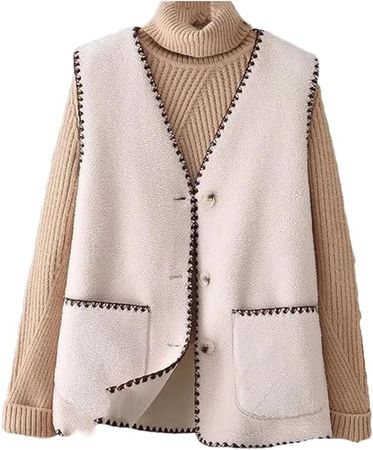 Amazon.com: Women Winter Casual Vintage Fleece Single-Breasted Vest Mid-Length Warm Sleeveless Jacket : Clothing, Shoes & Jewelry