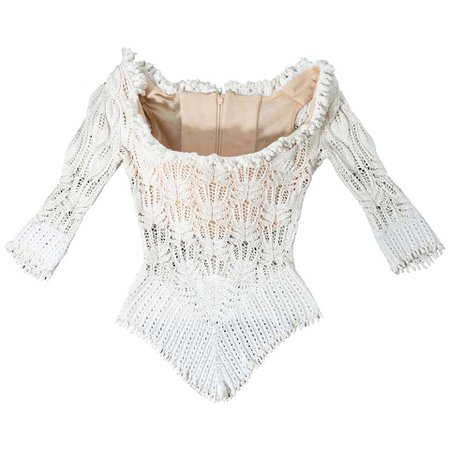 Vivienne Westwood white lace knit corset, ss 1994 For Sale at 1stdibs