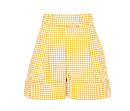 miu miu yellow check shorts