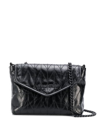 Shop black Miu Miu wrinkled effect shoulder bag with Express Delivery - Farfetch