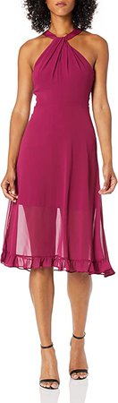 BCBGeneration Women's Midi Chiffon Dress, Purple Berry, 8 at Amazon Women’s Clothing store