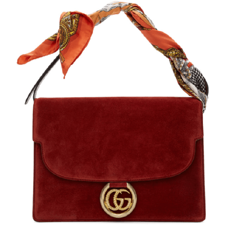 Gucci Medium Gg Ring Suede Shoulder Bag With Horse & Tassel Foulard Scarf In 6779 Red | ModeSens