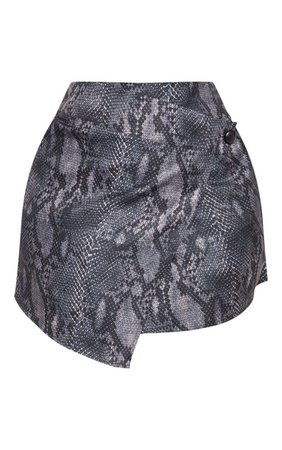 Plus Grey Snake Print Button Mini Skirt | PrettyLittleThing USA
