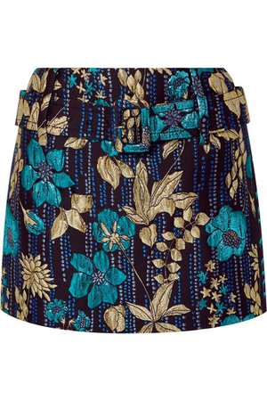 Prada | Belted metallic brocade mini skirt | NET-A-PORTER.COM