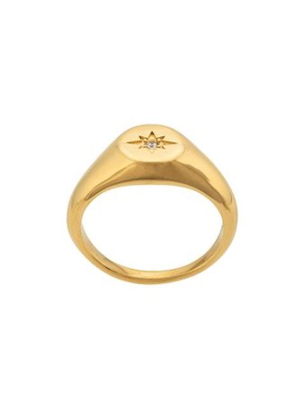 Nialaya Jewelry Engraved Star Ring WRING024 Gold | Farfetch