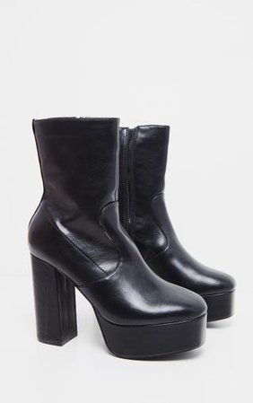 Black High Platform Ankle Boots | Shoes | PrettyLittleThing