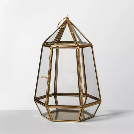 10" X 6.4" Brass And Glass Parasol Terrarium Gold - Opalhouse™ : Target