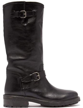 Palm Buckled Leather Boots - Womens - Black