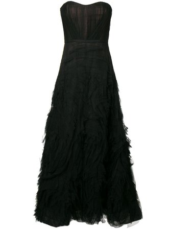 Marchesa Notte Strapless Textured Tulle Gown - Farfetch