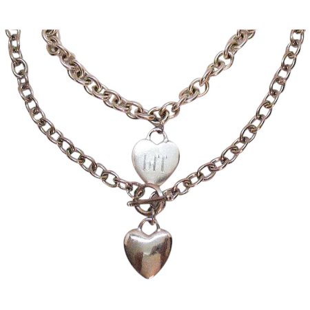 Vintage Silver Metal BFF Heart Charm Bracelet Toggle Heart Charm : Appletree Junction Antiques | Ruby Lane
