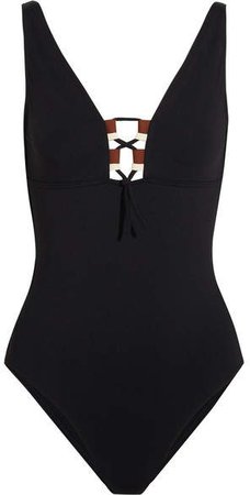 Marie-amélie Lace-up Swimsuit - Black