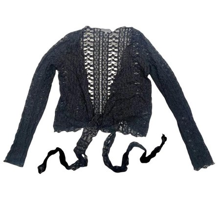 gorgeous gothic lace cardigan S 90s y2k black sheer... - Depop