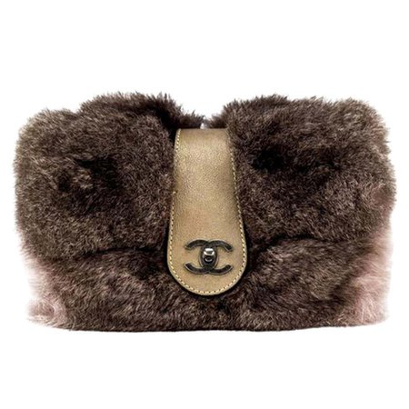 Chanel Classic Flap Brown and Beige Fur Deerskin Leather Shoulder Bag