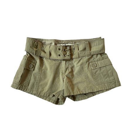 plugg green belted grommet shorts
