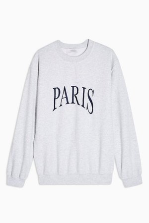 Grey Paris Embroidered Sweatshirt | Topshop