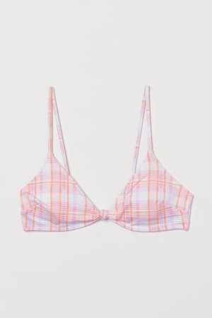 Padded Bikini Top - Pink/plaid - Ladies | H&M US
