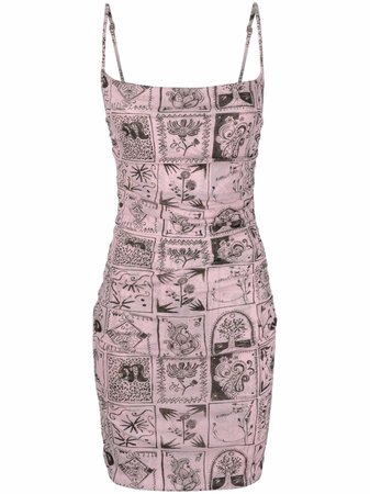 Nanushka graphic-print Ruched Mini Dress - Farfetch