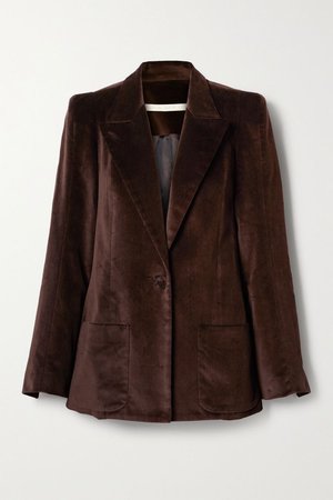 Chocolate Cotton-velvet blazer | Anna Mason | NET-A-PORTER