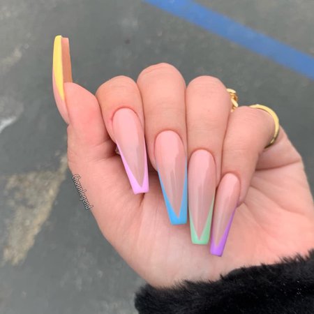 Nude and Pastel Long Nails