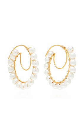 Lune 14K Gold-Vermeil Swarovski Pearl Earrings by Beck Jewels | Moda Operandi