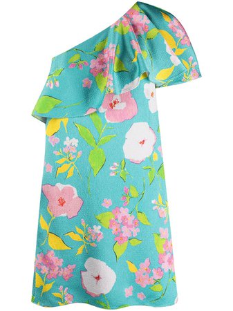 Shop Saint Laurent one shoulder floral dress with Express Delivery - FARFETCH