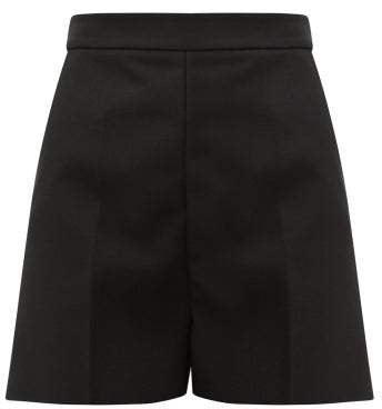 High Rise Tailored Crepe Shorts - Womens - Black