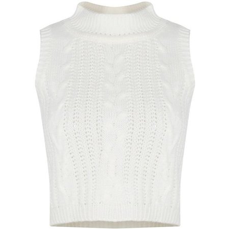 White High Neck Crop Sweater Camis