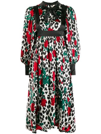 Black Kenzo Pre-Owned Rose Print Midi Dress | Farfetch.com