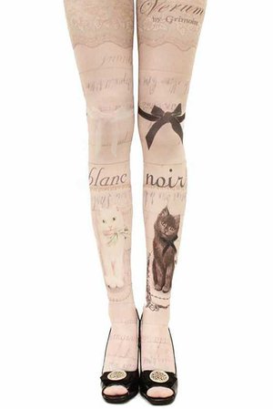 Blanc and Noir Cat Tights Modcloth