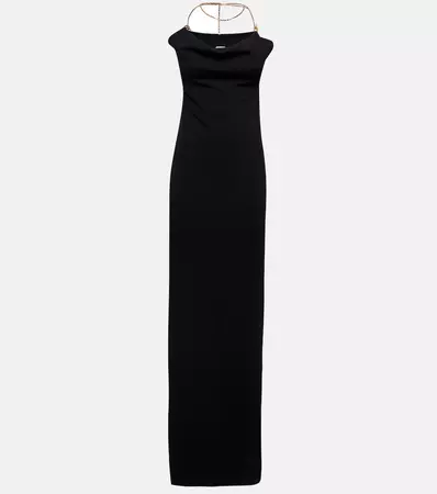 Chain Detail Knitted Maxi Dress in Black - Bottega Veneta | Mytheresa