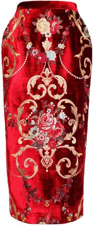 JIRI KALFAR Embroidery Floral Brocade Skirt