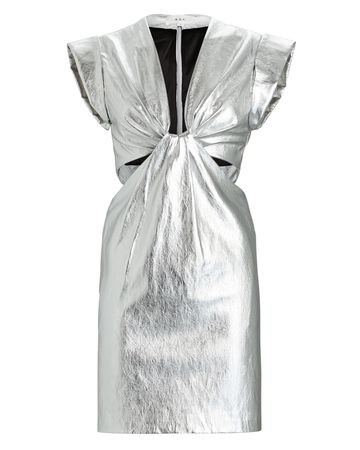 A.L.C. Adina Vegan Leather Mini Dress In Silver | INTERMIX®