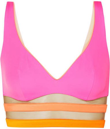 Zenaya Mesh-trimmed Bikini Top - Pink