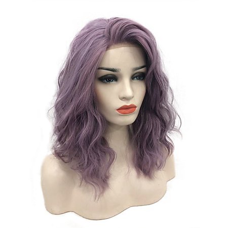 Synthetic Lace Front Wig Curly / Wavy Rihanna Style Free Part Lace Front Wig Purple Lavender Synthetic Hair 14inch Women's Soft / Synthetic / Easy dressing Purple Wig Medium Length Cosplay Wig 2020 - US $38.99