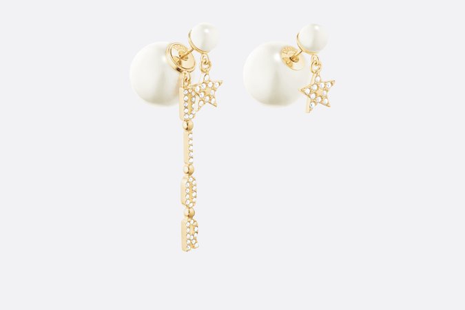 Dior Tribales Earrings Gold-Finish Metal, White Resin Pearls and White Crystals - Fashion Jewelry - Woman | DIOR