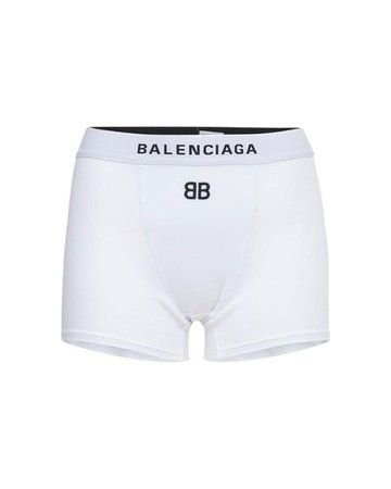 Balenciaga Stretch Cotton Jersey Mini Sport Shorts in White - Lyst