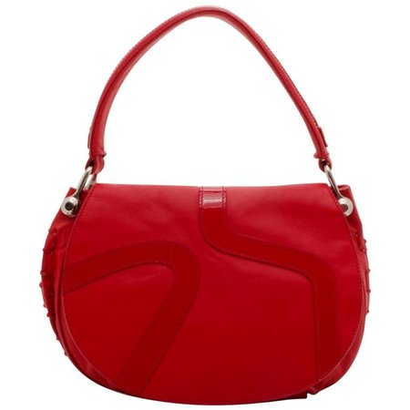 Versace Red Rounded Flap Shoulder Bag For Sale at 1stdibs