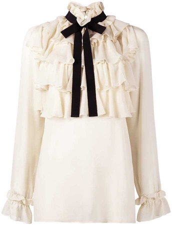 Gucci ruffle with bow shirt