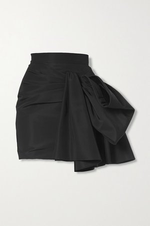 Bow-embellished Silk-faille Mini Skirt - Black
