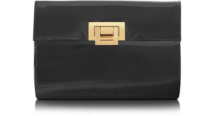 Fontanelli Black Patent Leather Clutch at FORZIERI
