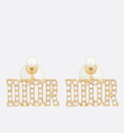Dior Tribales Earrings Gold-Finish Metal and White Resin Pearls | DIOR