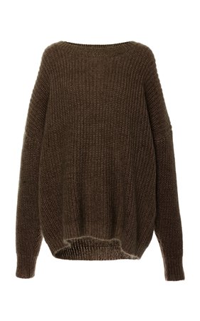 Oversized Hi-Low Mohair-Blend Sweater
