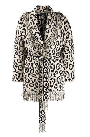 Alanui Black White Leopard Knit Cardigan